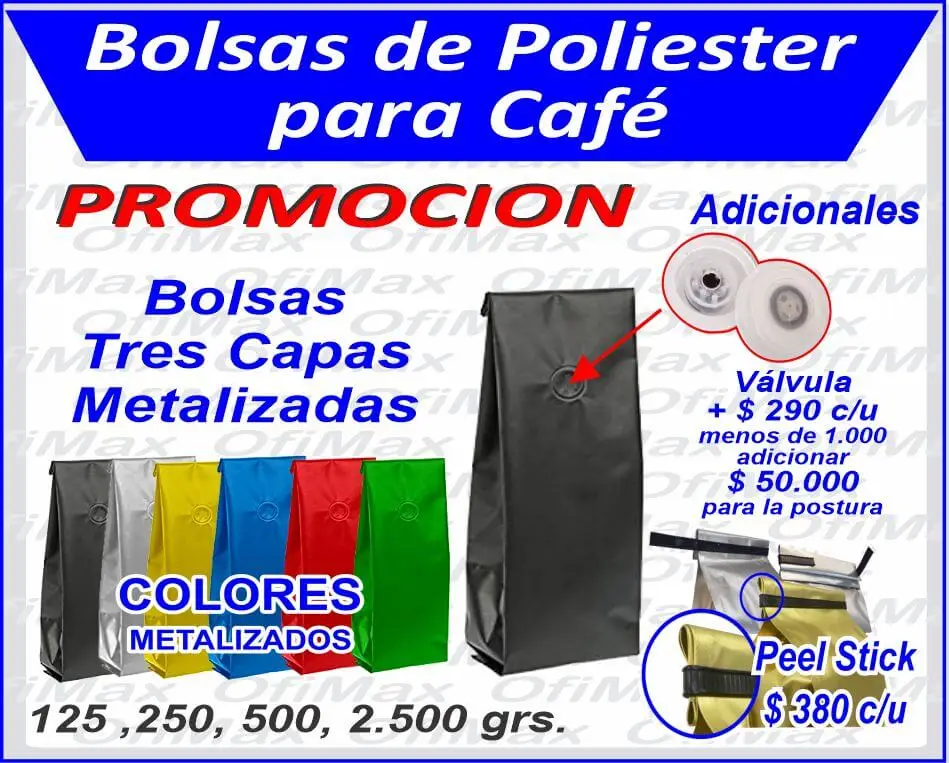 bolsas en poliester para cafe, caracas, venezuela